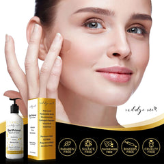 IndulgeMe Conductive Gel with gold foil brightens the complexion during at-home facials