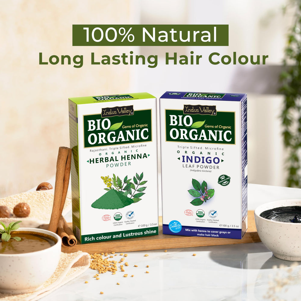 INDUS VALLEY natural ingredients highlight organic formula for sensitive scalps