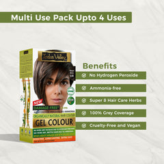 INDUS VALLEY gel hair color cream application shows quick, even gray coverage.