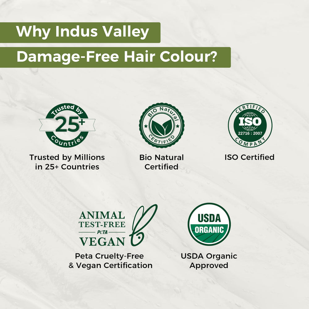 INDUS VALLEY Damage-Free Gel Hair Color nourishes with organic herbs.