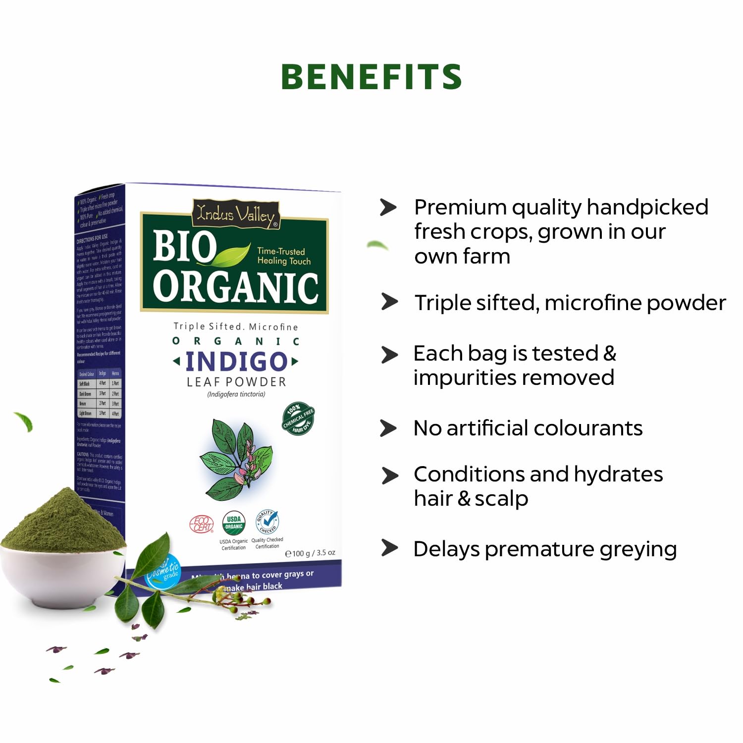 Indus Valley Indigo powder being whisked into a smooth paste for easy use