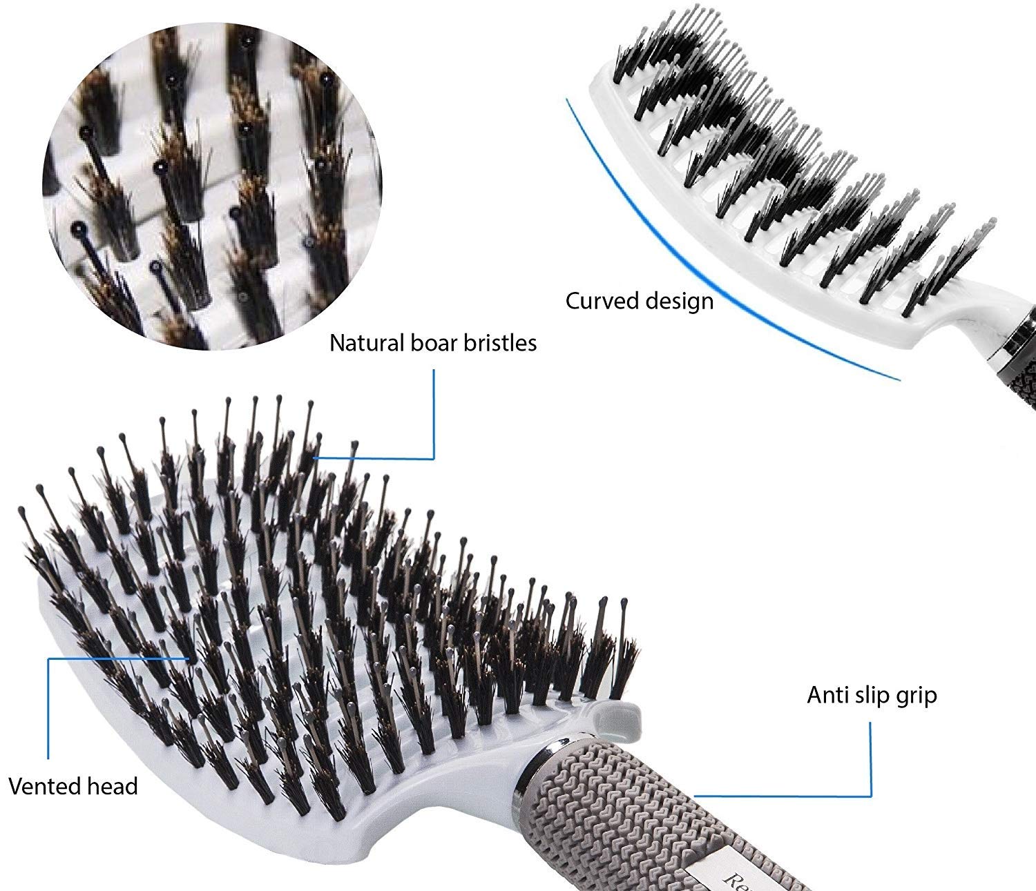 Ineffable Care curved oversized head adapts to the scalp for comfortable detangling