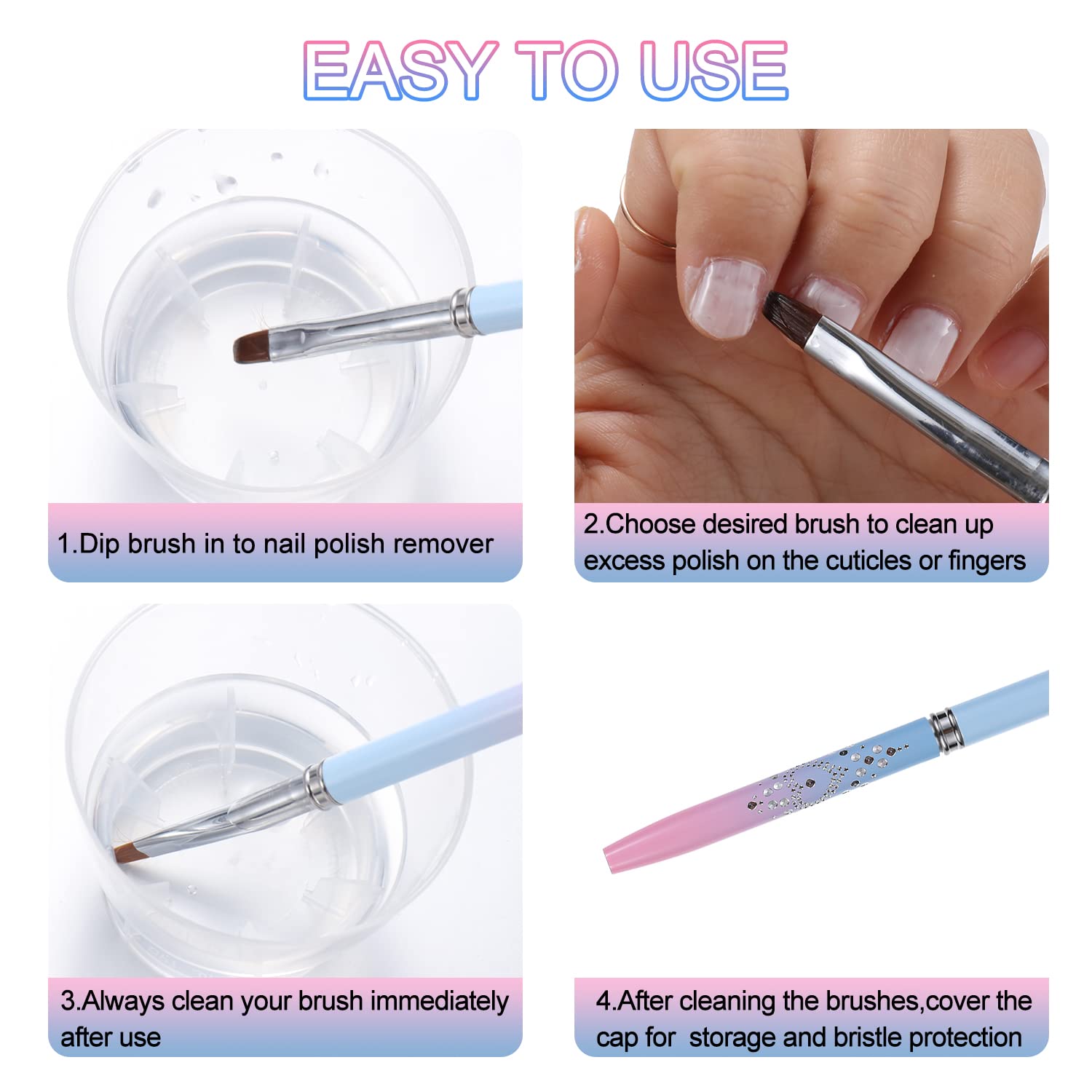 INENK Close-up of soft bristles for polish removal