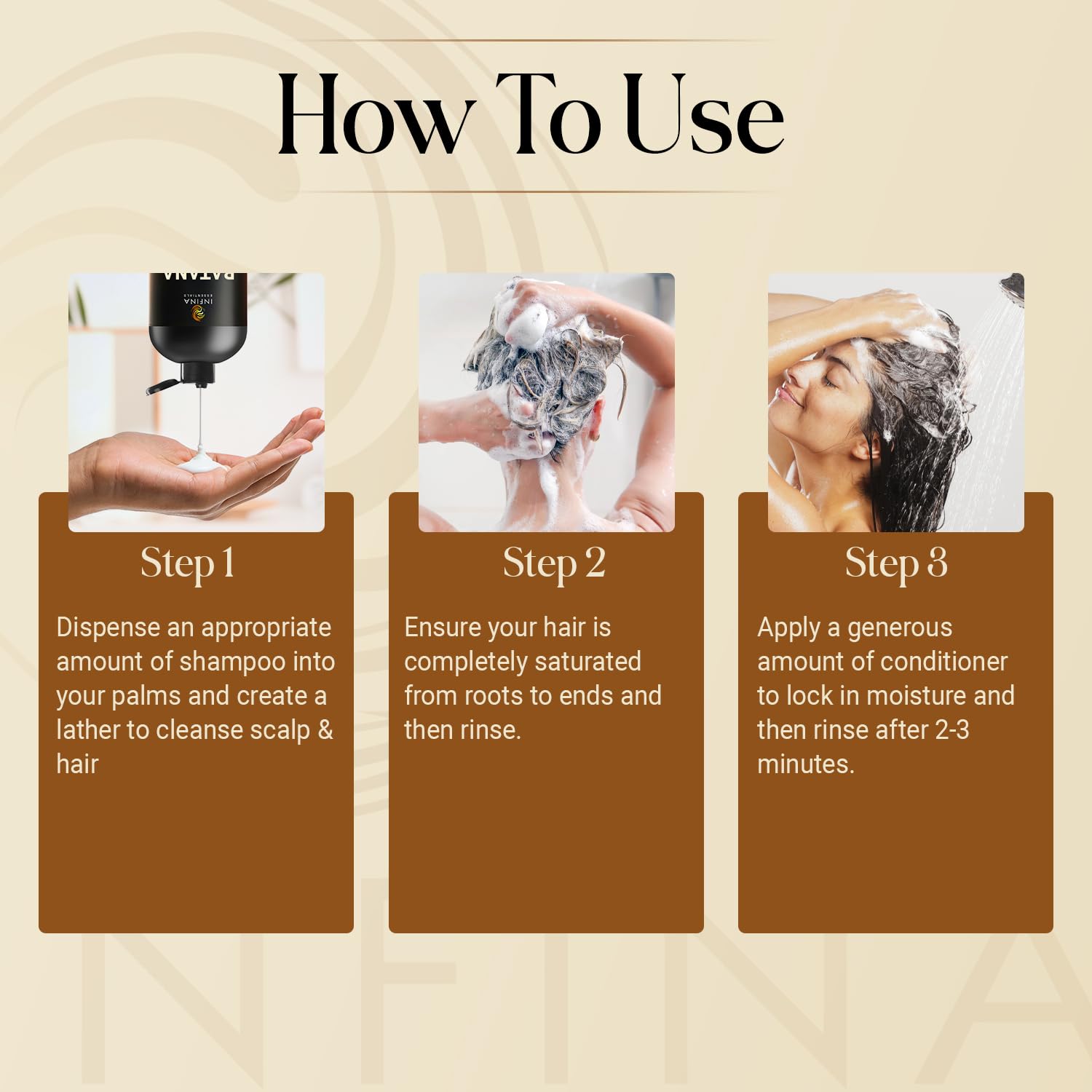 INFINA ESSENTIALS Batana Oil Shampoo: uso diario sencillo para cabello con más volumen.