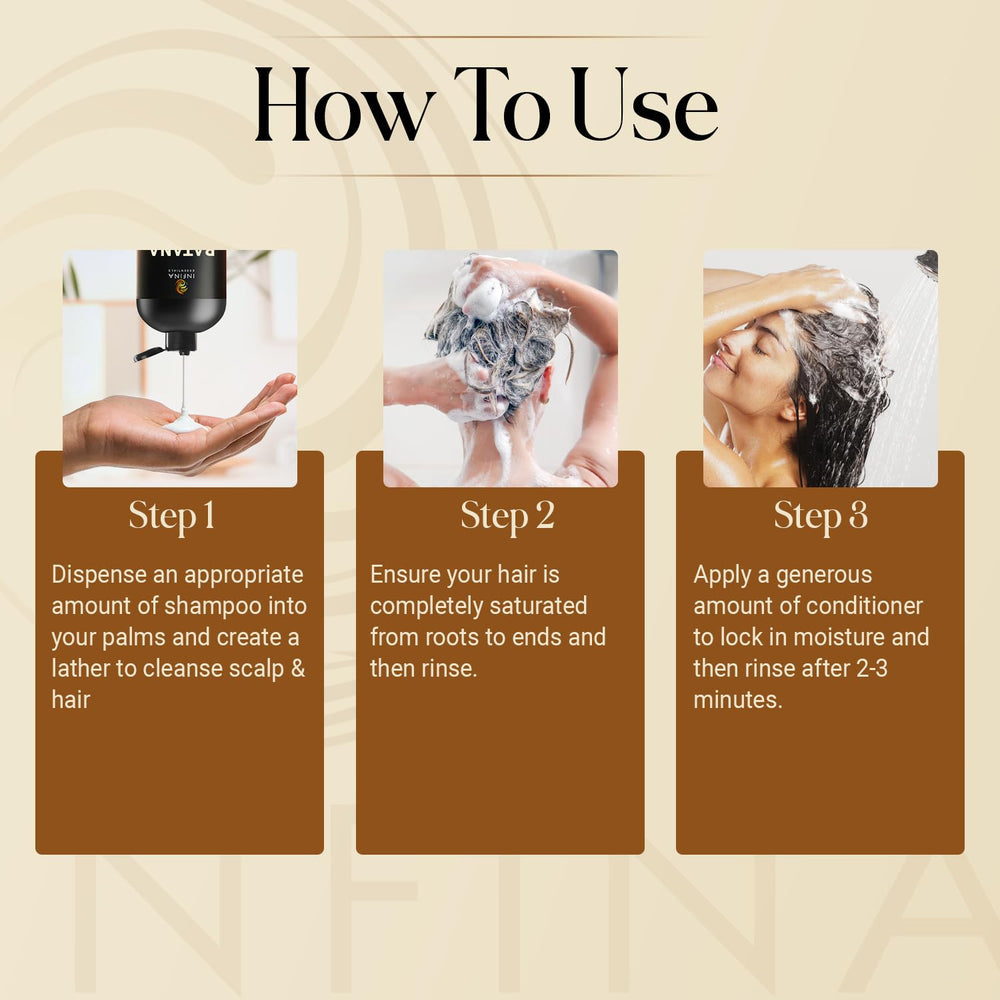 INFINA ESSENTIALS Batana Oil Shampoo: uso diario sencillo para cabello con más volumen.