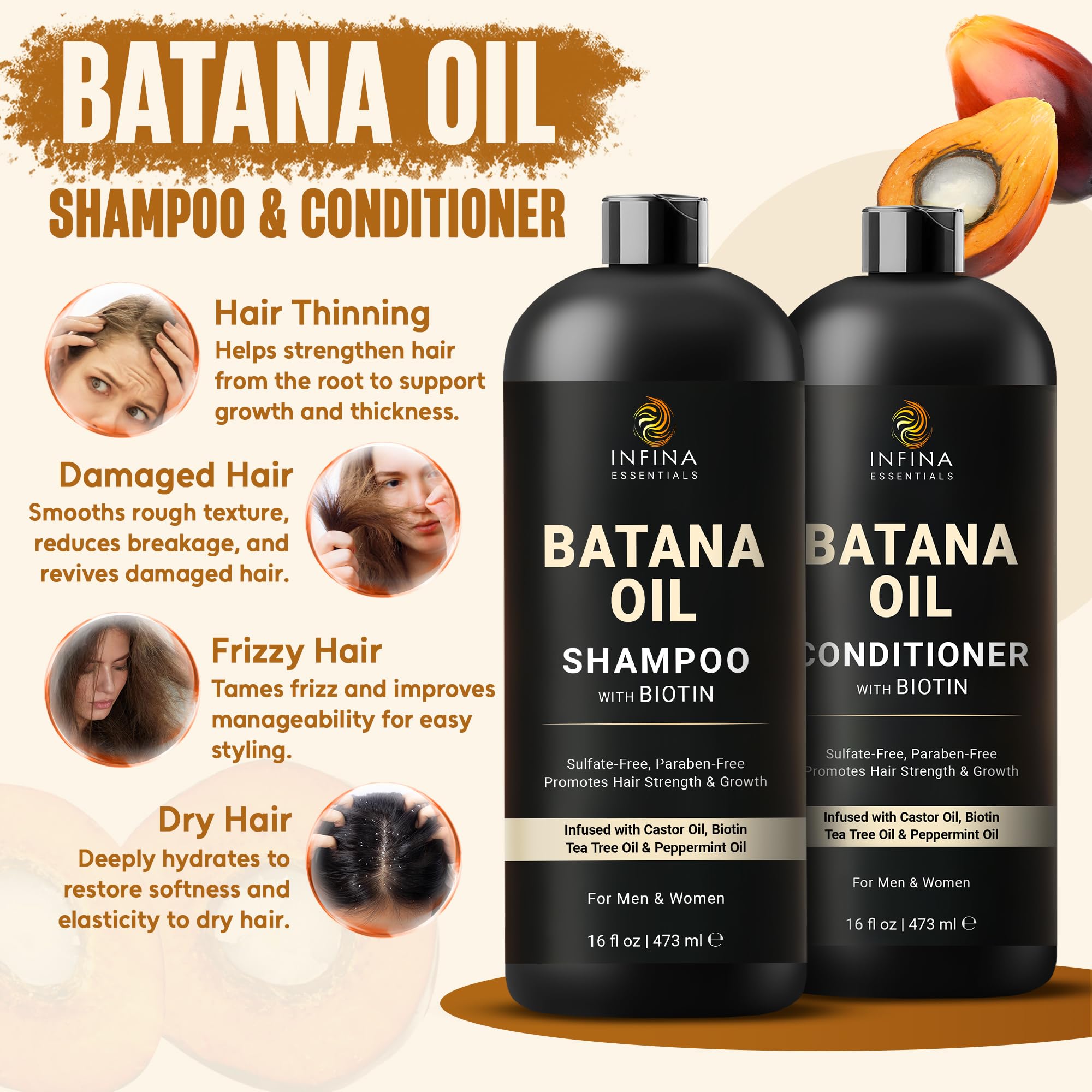 INFINA ESSENTIALS Batana Oil Conditioner tube provides smooth detangling and moisture.