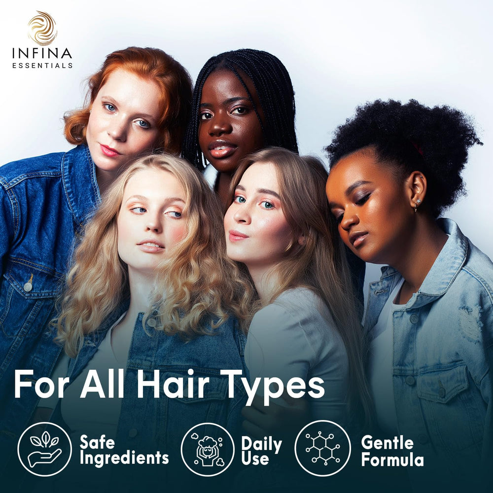 Envase de viaje de INFINA ESSENTIALS Biotin 2-en-1 para llevar contigo.