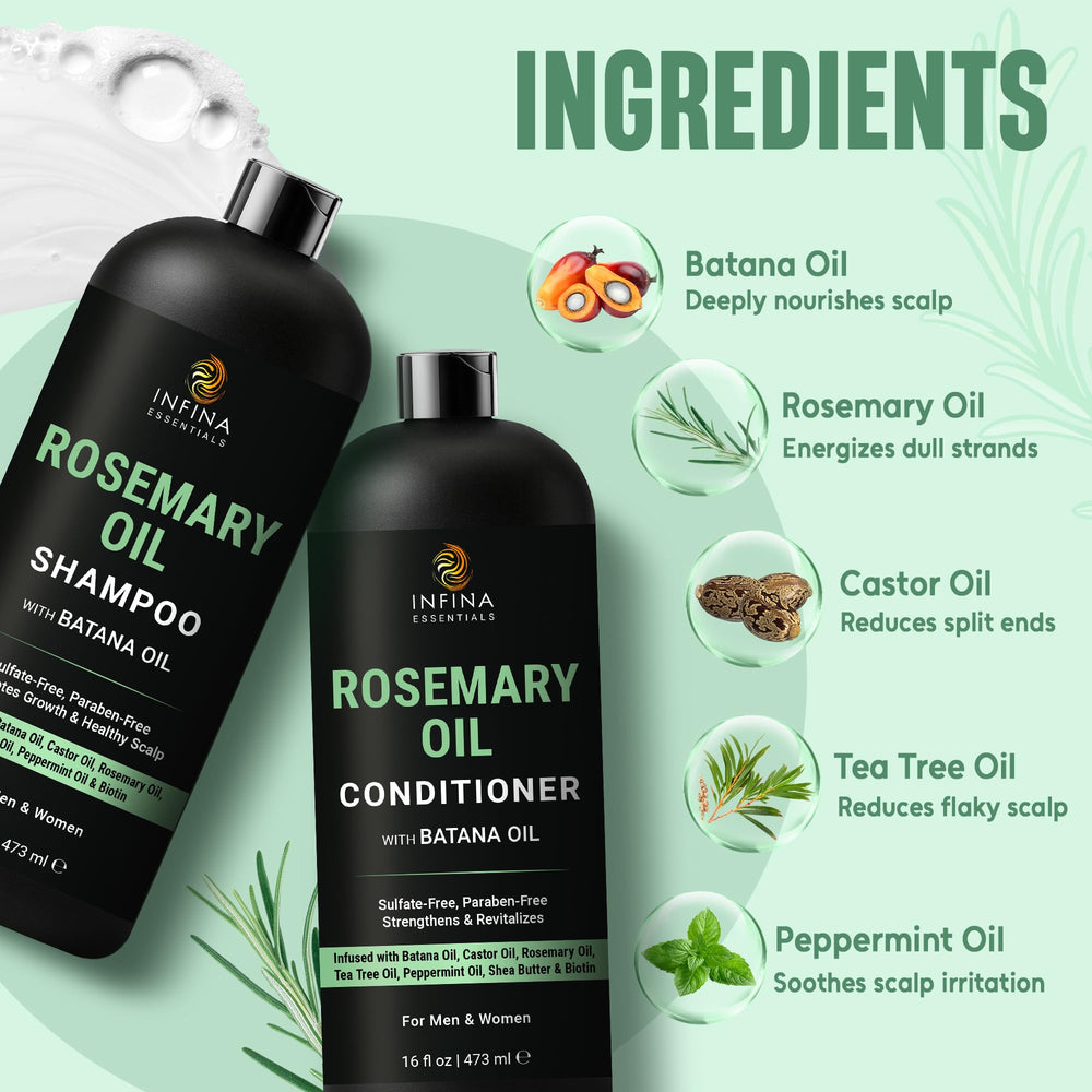 INFINA ESSENTIALS castor oil ingredient bottle highlighting deep conditioning support