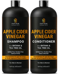 INFINA ESSENTIALS front packaging showing shampoo and conditioner pair benefit