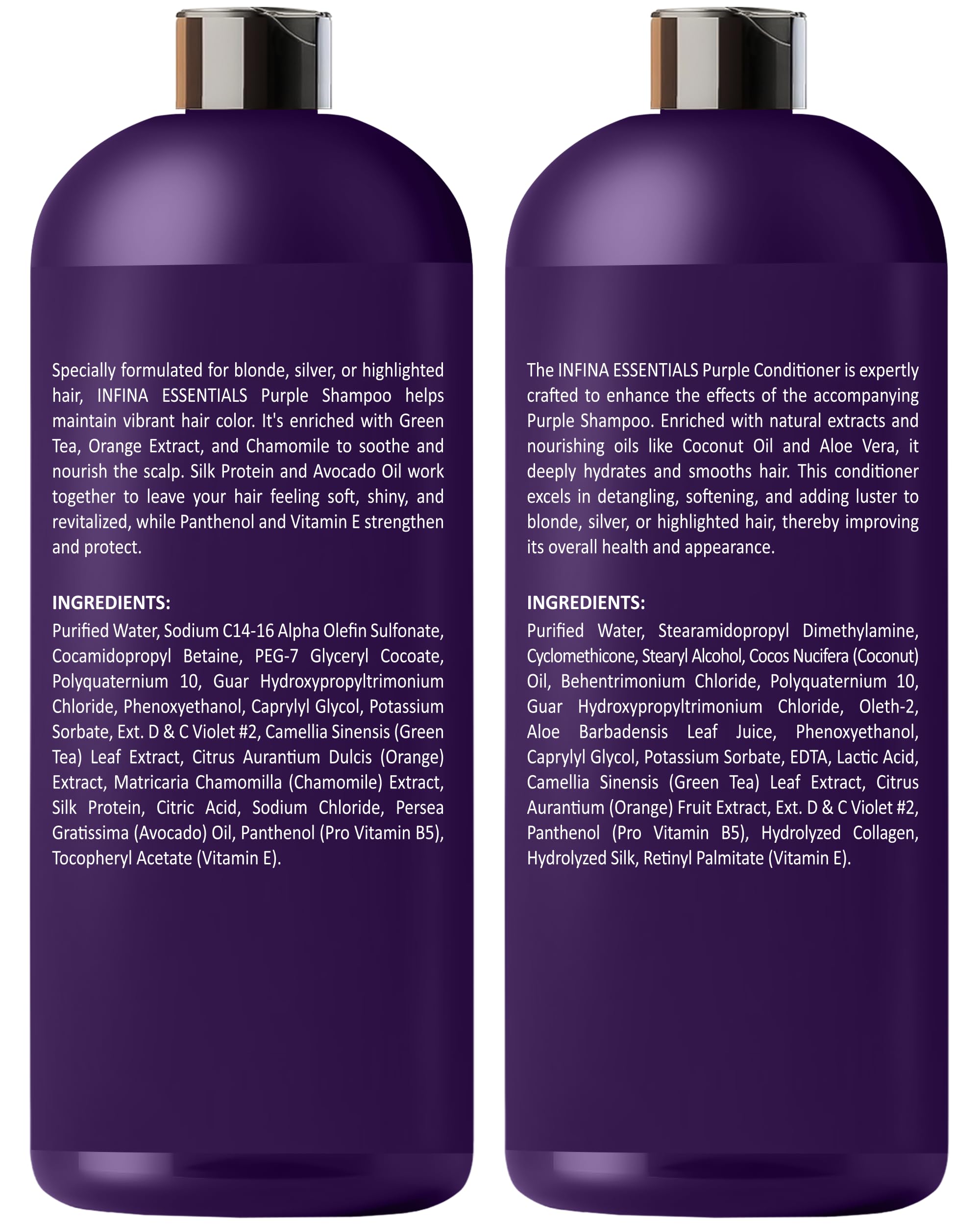INFINA ESSENTIALS Purple Conditioner after-use shine and softness for color-treated hair