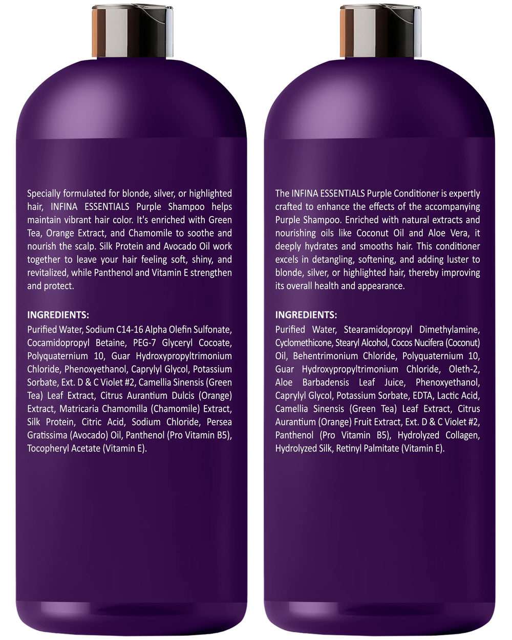 INFINA ESSENTIALS Purple Conditioner after-use shine and softness for color-treated hair