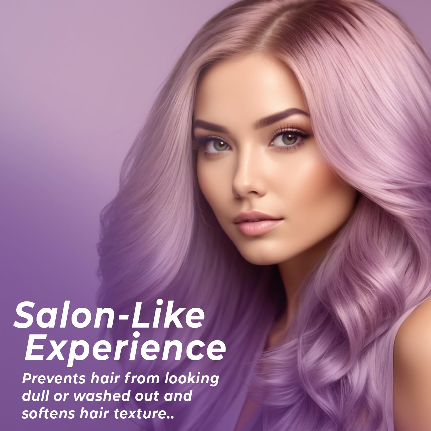 INFINA ESSENTIALS Purple Shampoo on gray hair during routine reducing brassiness