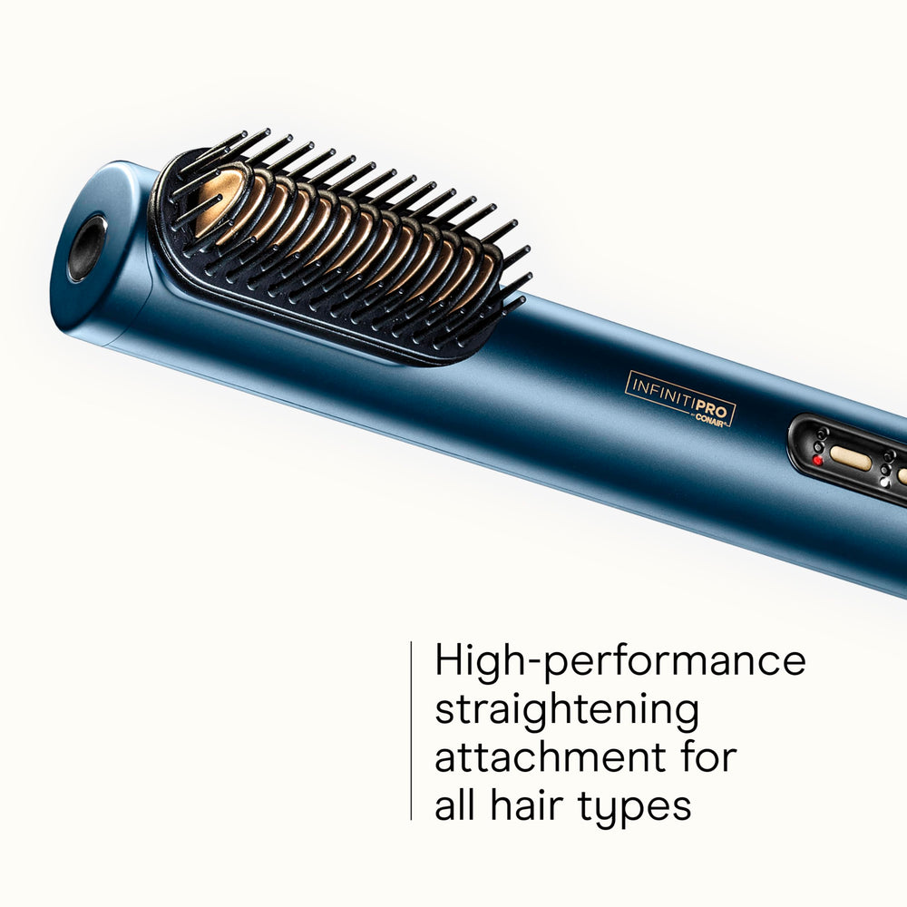 Infiniti PRO by Conair DigitalAIRE drying wand with heat settings display shows customization.