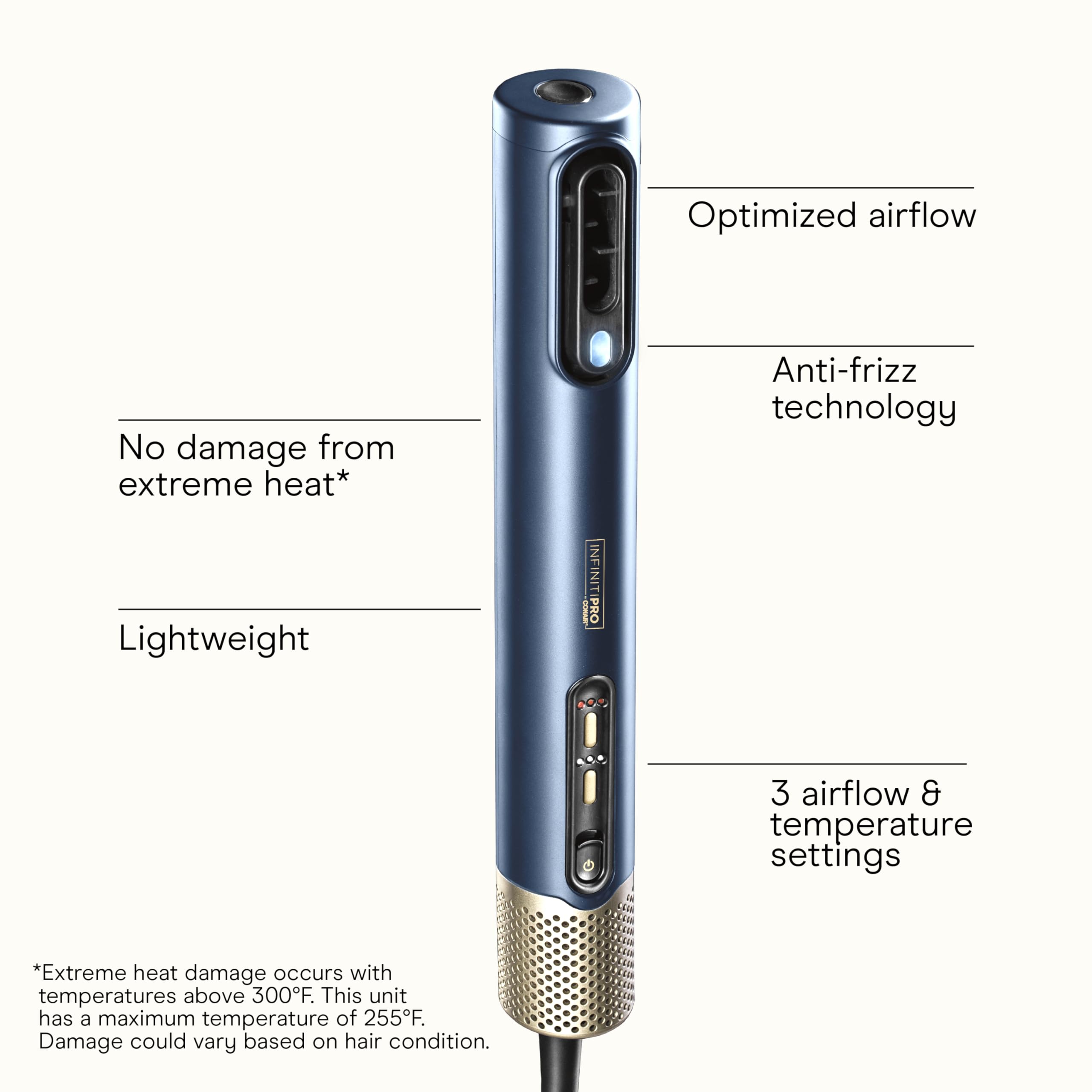 Infiniti PRO by Conair DigitalAIRE drying wand side view highlighting ergonomic grip.