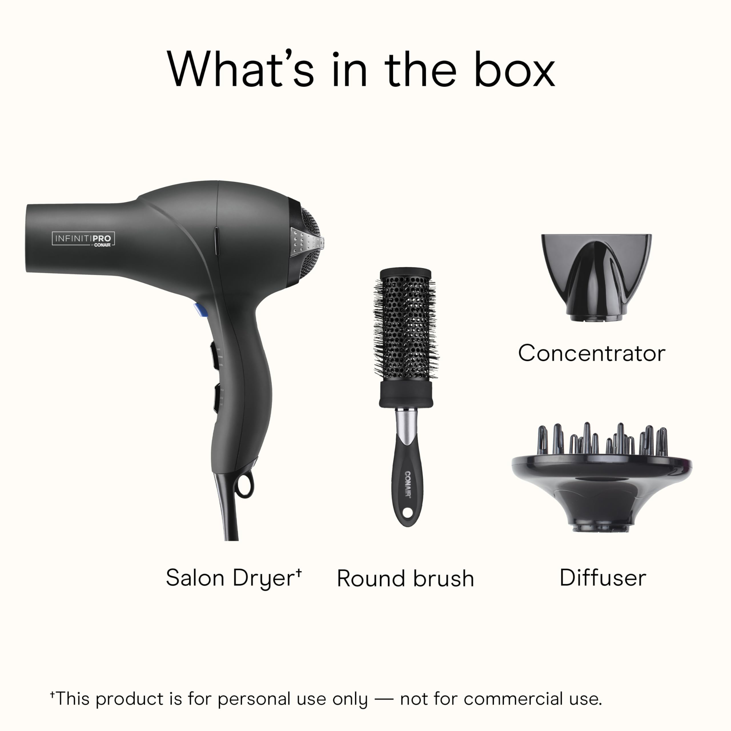 Infiniti PRO Conair hair dryer in lightweight design for comfortable use