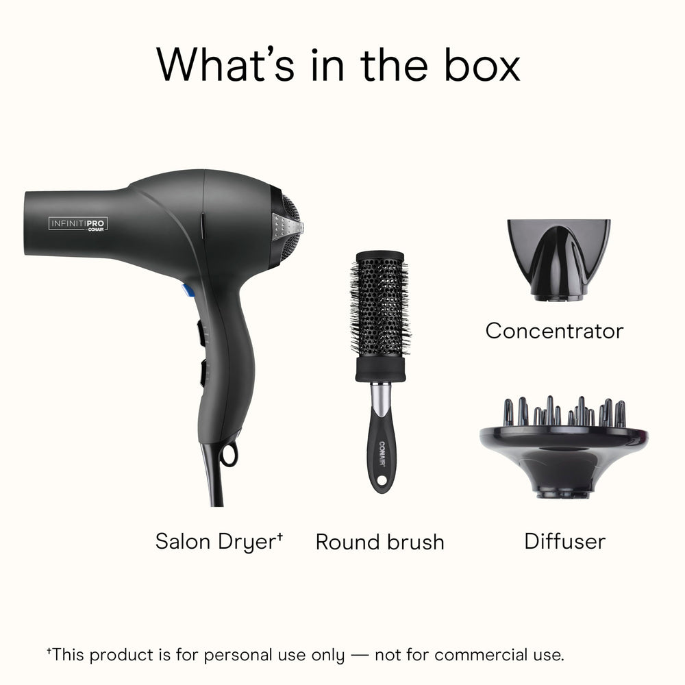 Infiniti PRO Conair hair dryer in lightweight design for comfortable use