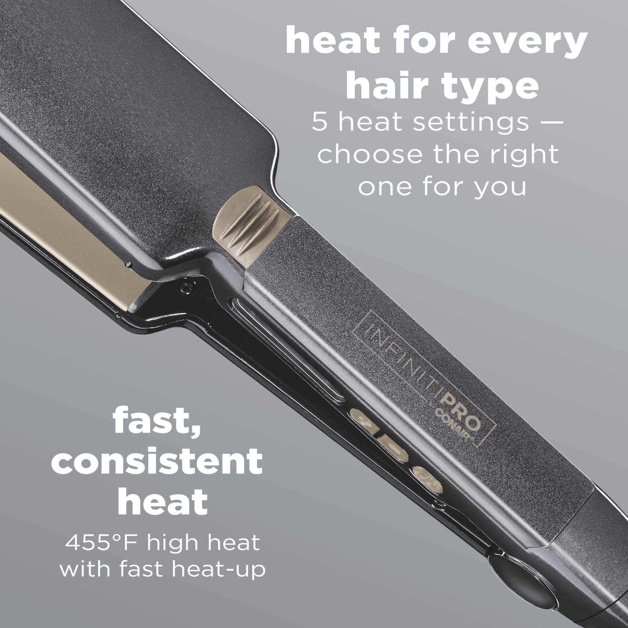 INFINITI PRO by CONAIR floating plate flat iron for even heat and long-lasting results.