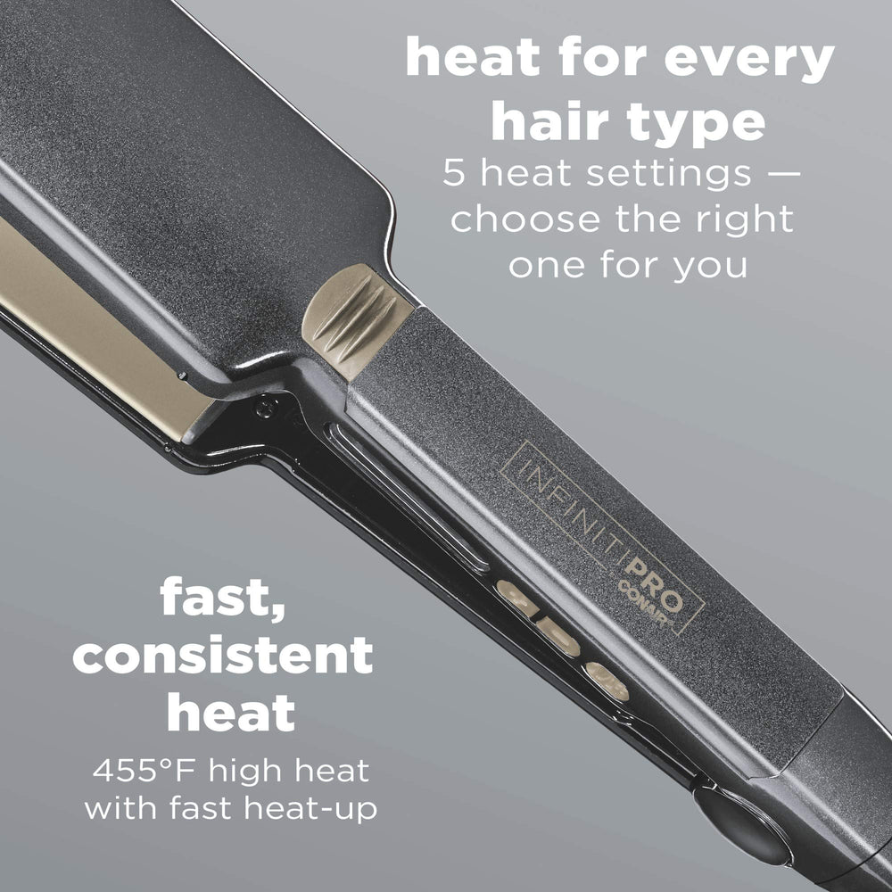 INFINITI PRO by CONAIR floating plate flat iron for even heat and long-lasting results.