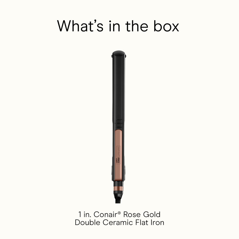 INFINITI PRO BY CONAIR rose gold flat iron even heat delivery across strands.