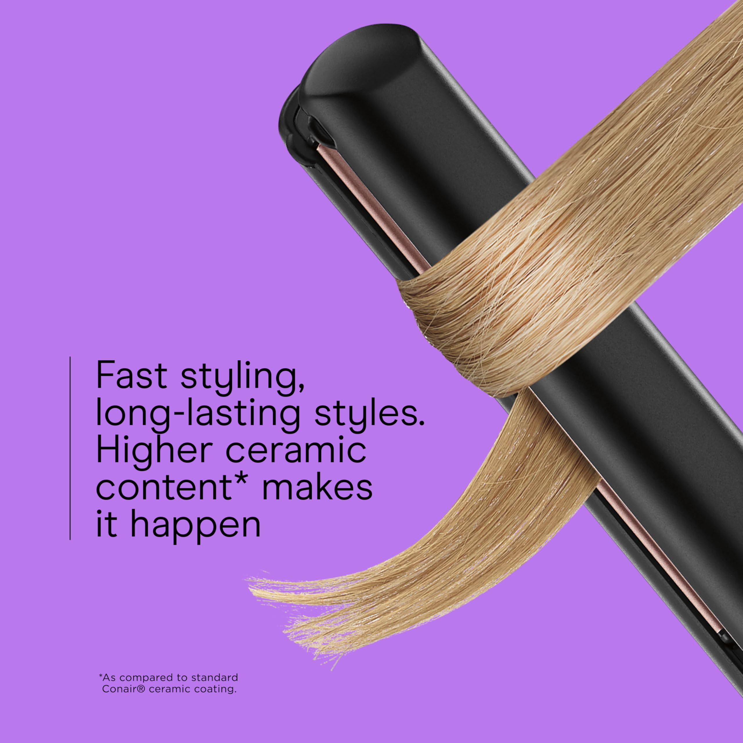 INFINITI PRO BY CONAIR rose gold flat iron extended plates for faster passes.