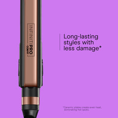 INFINITI PRO BY CONAIR rose gold flat iron floating plate for even contact.