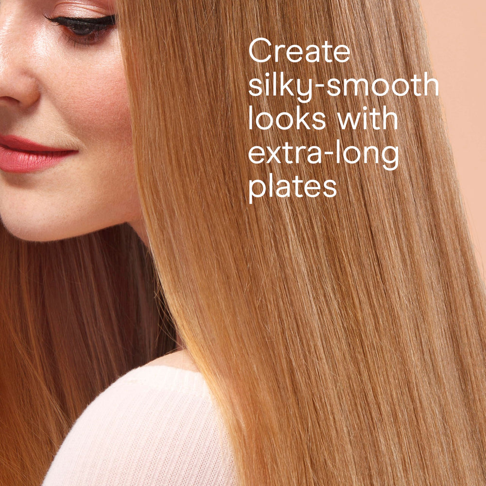 INFINITI PRO BY CONAIR rose gold flat iron glossy finish enhances shine.
