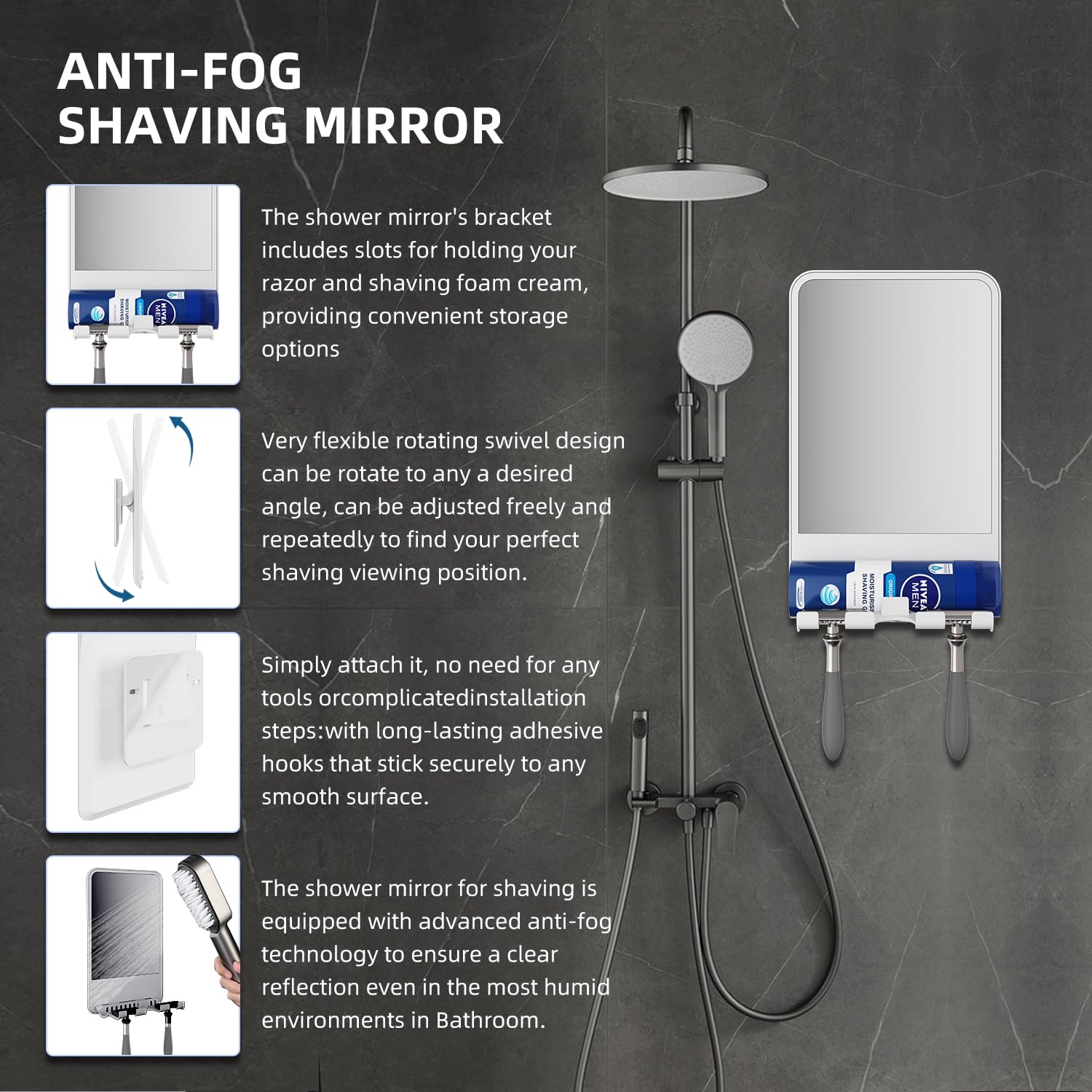 Infitrans adhesive installation option for easy mounting on glass or smooth tiles