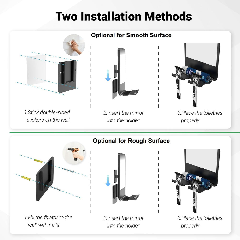 Infitrans mirror offers adhesive installation on glass or tiles for easy setup