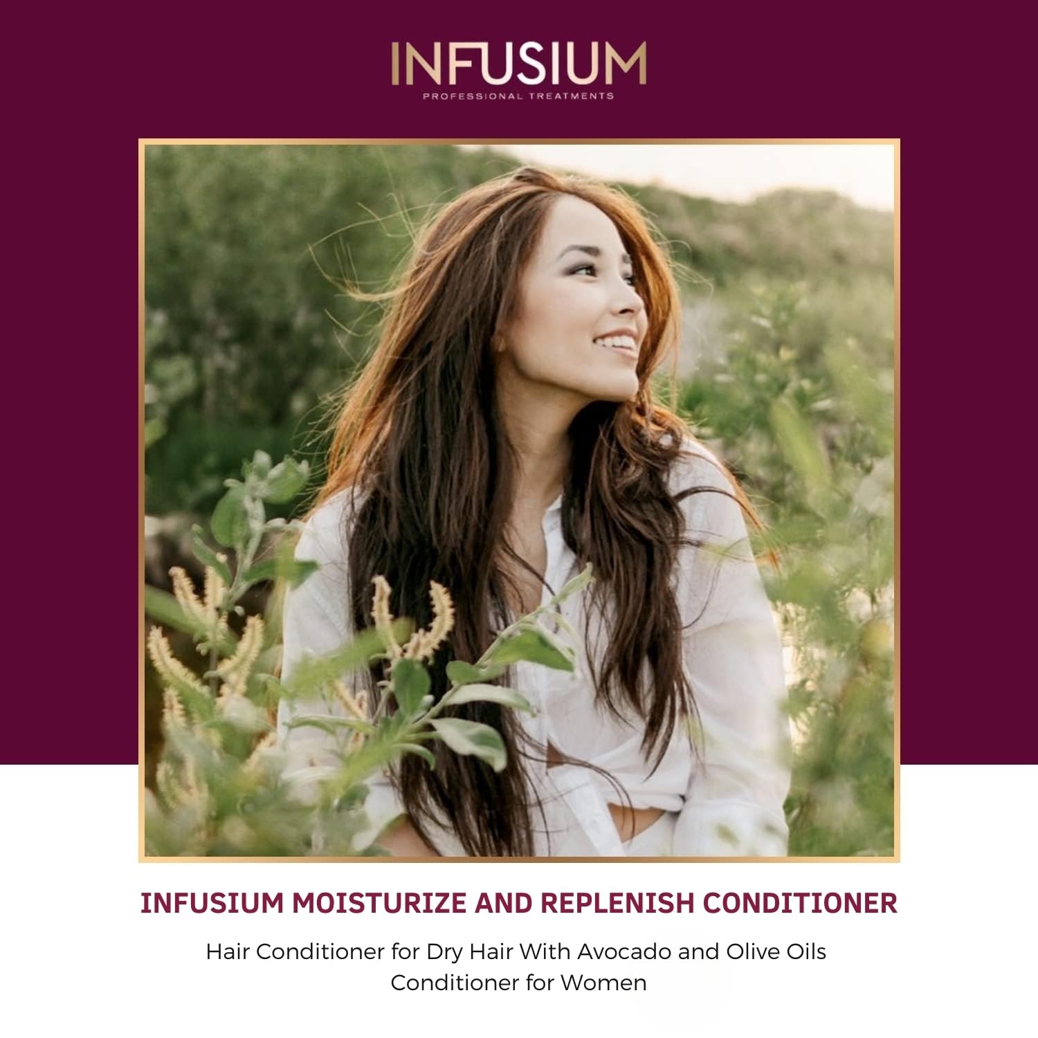 Morning shower routine with Infusium conditioner delivering moisture to dry hair