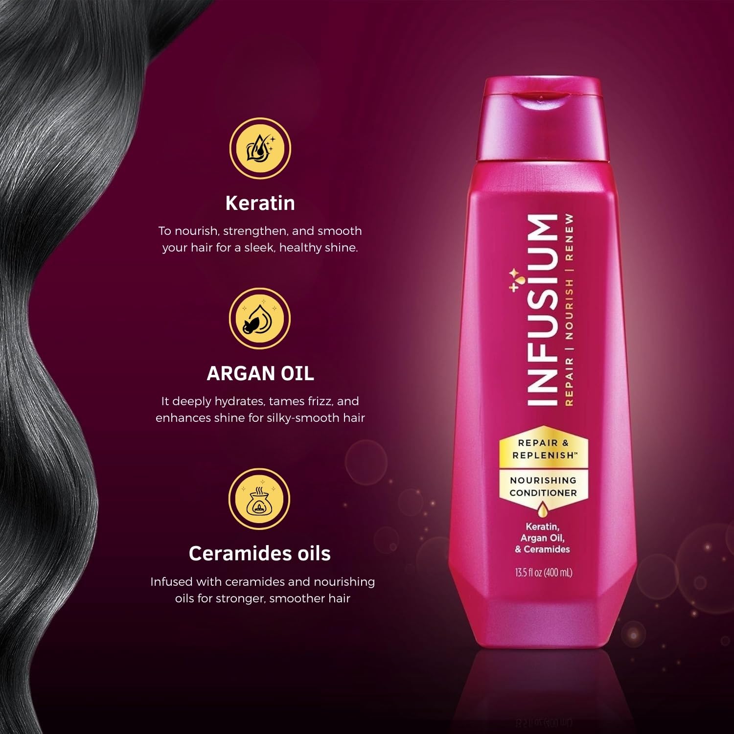 Hair shines and looks softer after Infusium treatment
