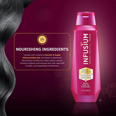 Infusium conditioner with keratin and argan oil nourishes hair