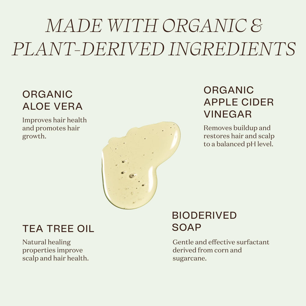 Ingreendients champú con aloe vera orgánico para hidratación suave