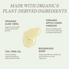 Ingreendients champú con aloe vera orgánico para hidratación suave