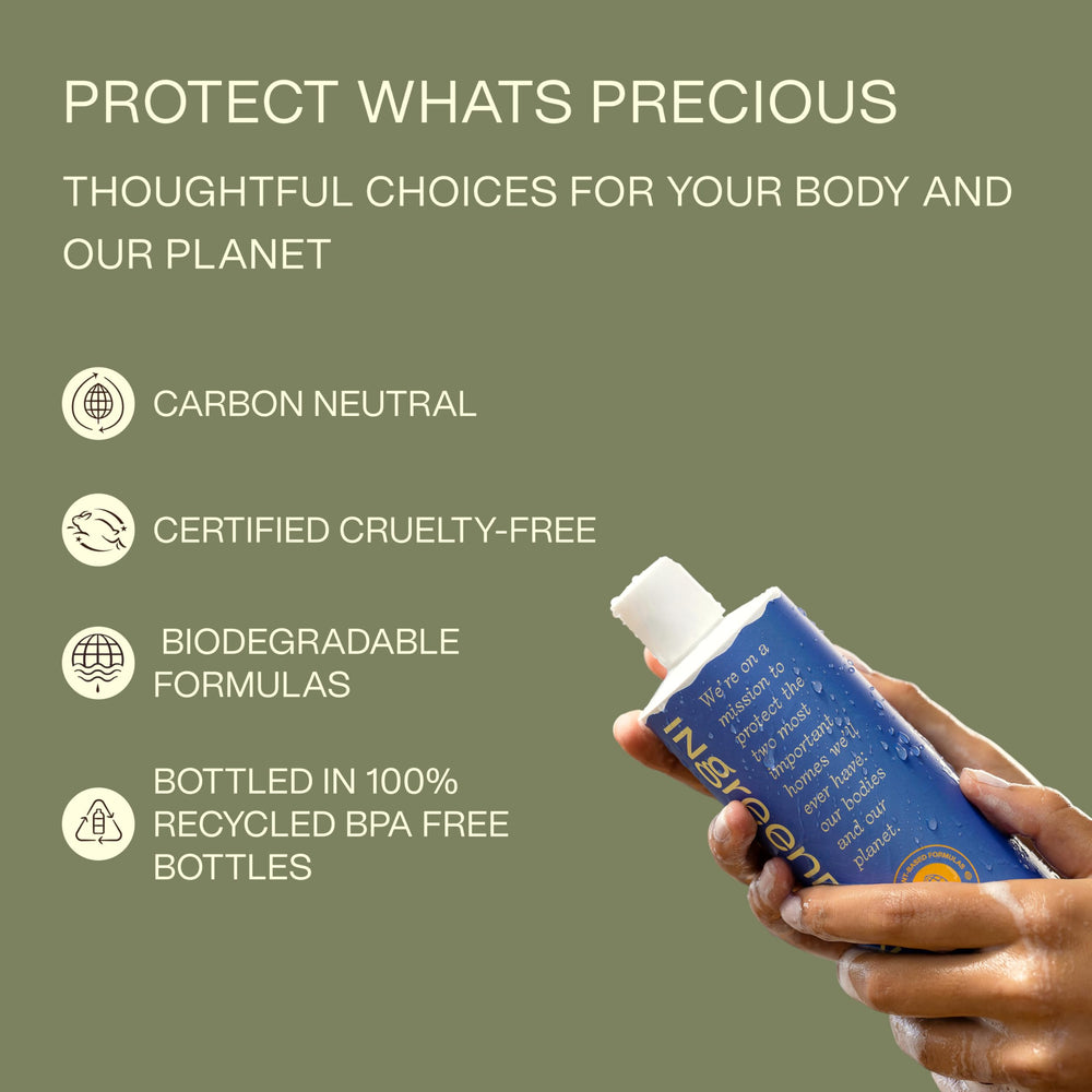 Ingreendients proceso de California, envase biodegradable y responsable con recursos.