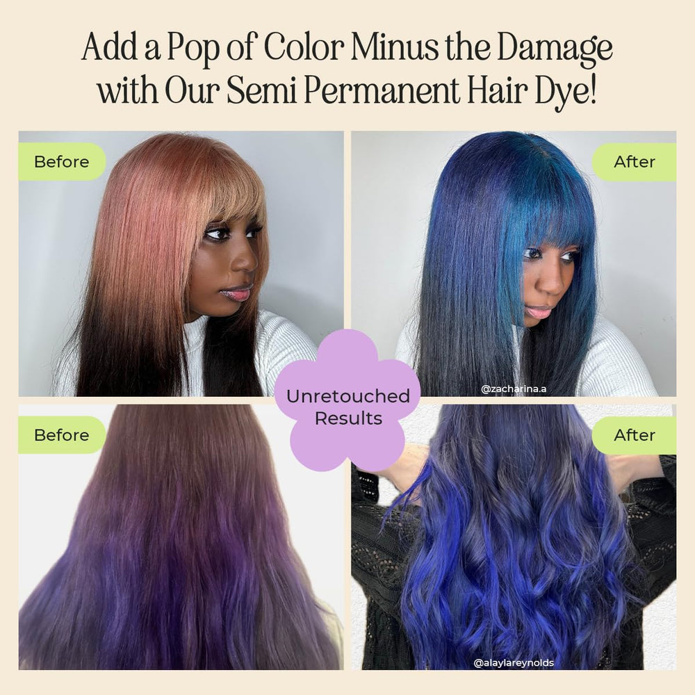 INH semi-permanent blue hair dye jar close-up showing creamy texture