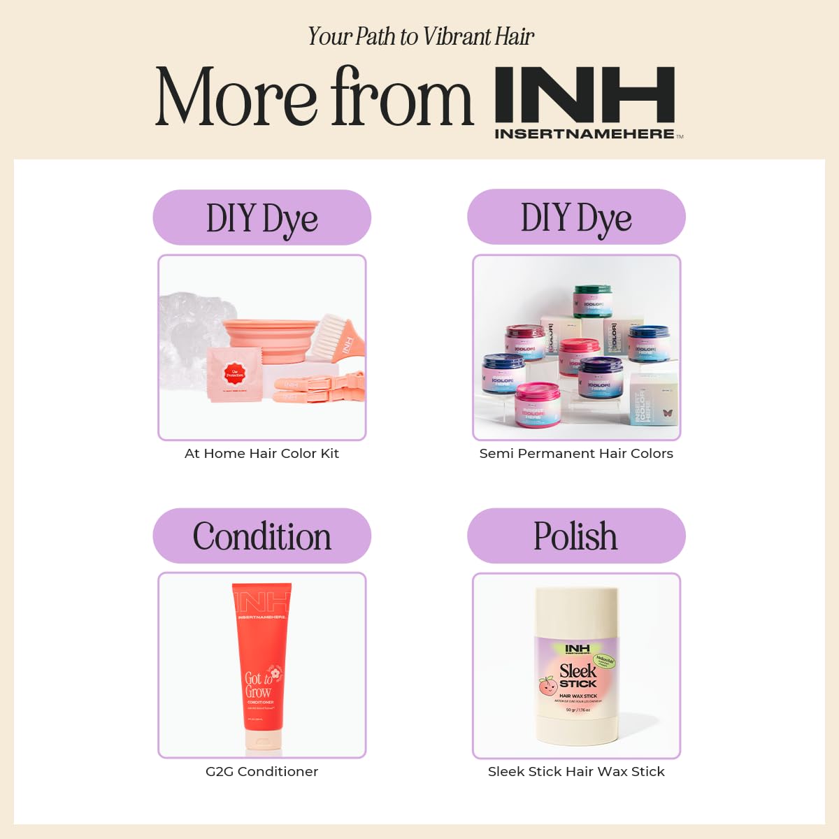 INH final look shows glossy, conditioned hair after color deposit
