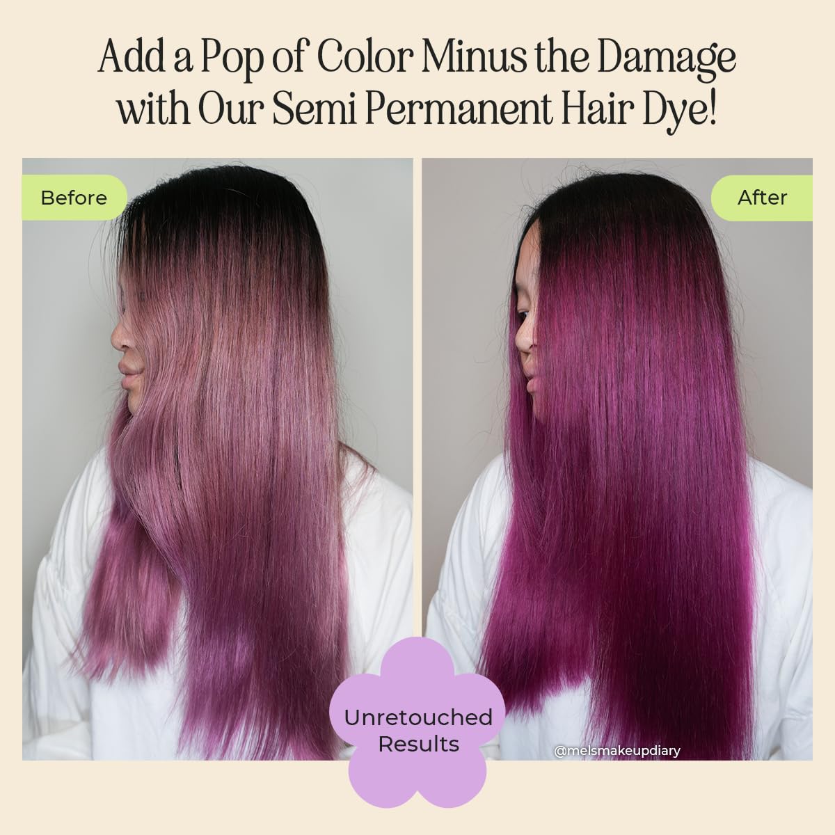 INH color-depositing conditioner jar ready to use on damp hair for quick styling