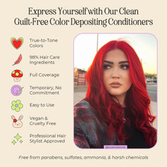 INH vegan, ammonia-free formula protects scalp while delivering ruby red glow.