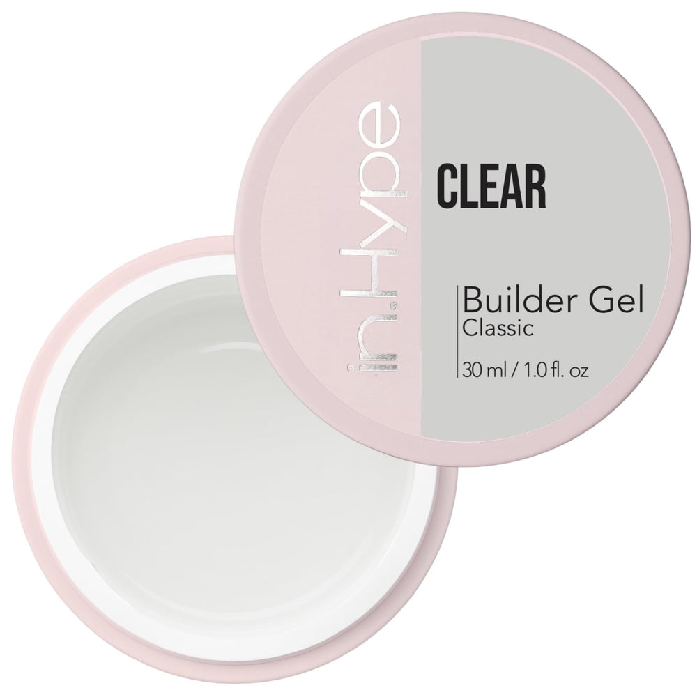 IN.HYPE gel transparente UV/LED para uñas, ideal para extensiones y acabado suave.