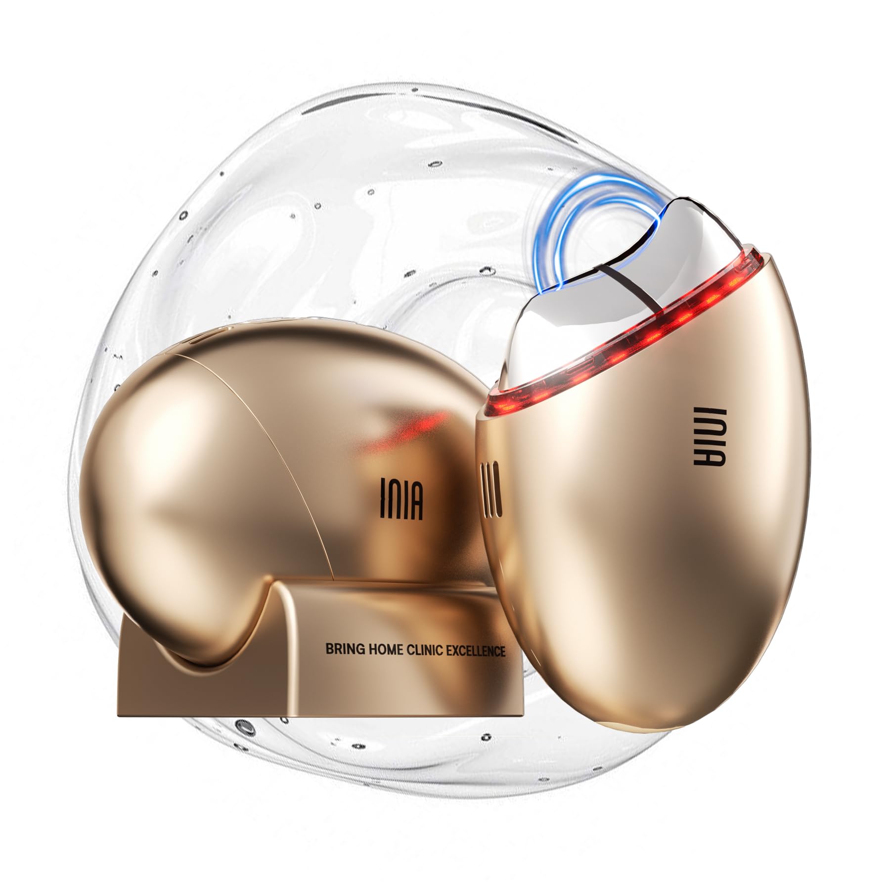 INIA 7-in-1 red light therapy face gua sha tool for sculpted contouring