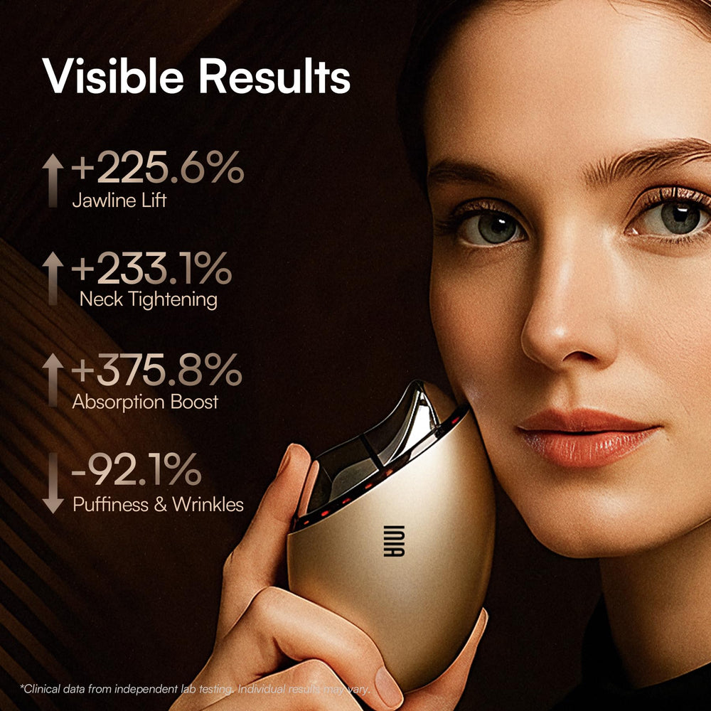 INIA 7-in-1 red light therapy neck gua sha tool improves neck contours