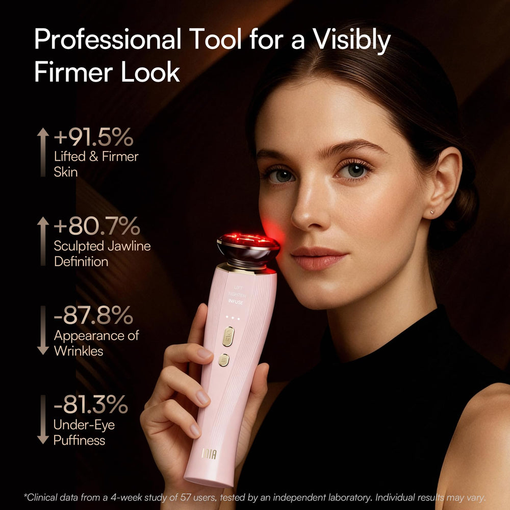 INIA Flare face infuse, negative ions for enhanced absorption and glow.
