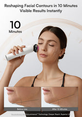 INIA Flare device on the face with gel for efficient skincare absorption.