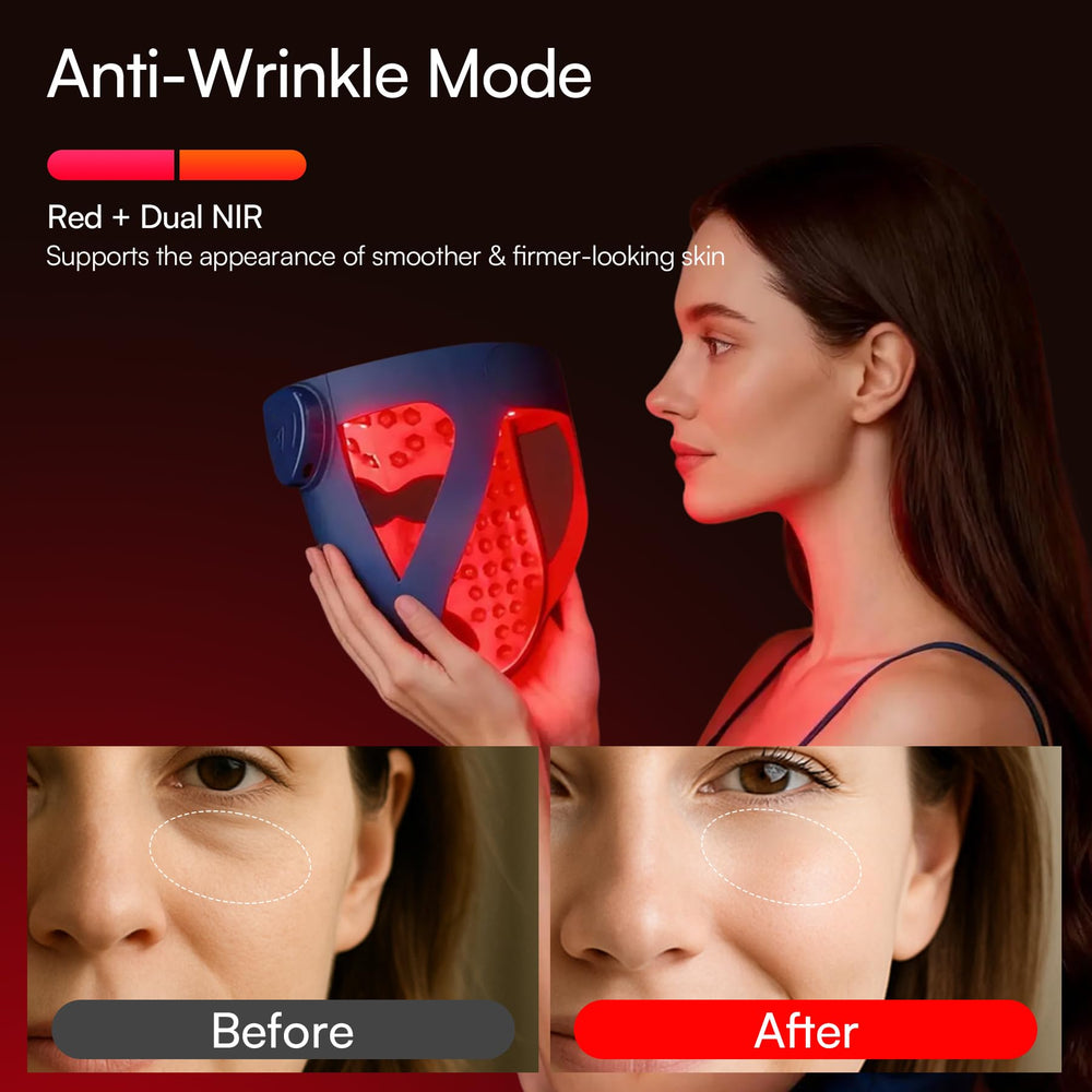INIA Glow 4D mask with dual NIR lights for multi-layer skin care potential.