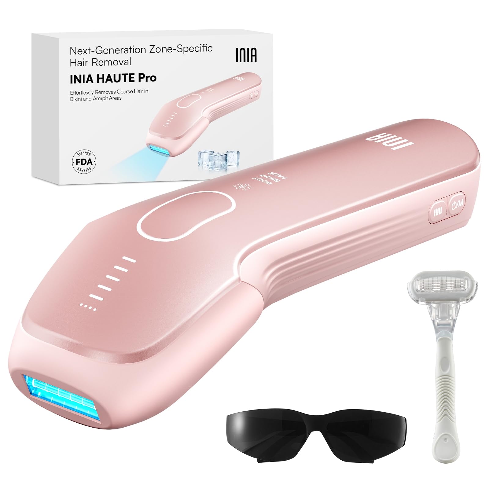 INIA HAUTE Pro bikini mode targets coarse hair for smoother skin.