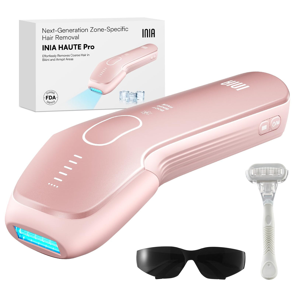 INIA HAUTE Pro bikini mode targets coarse hair for smoother skin.