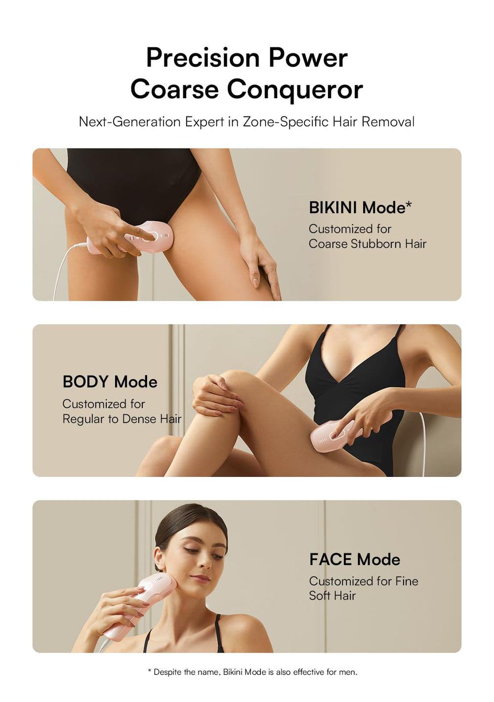 INIA HAUTE Pro face mode gently removes fine facial hair.