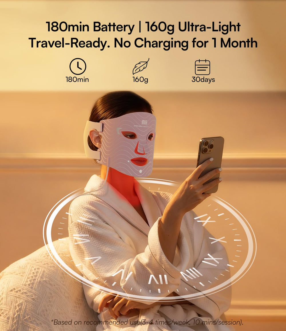 Rechargeable 2600mAh controller powers cordless INIA facial therapy sessions.