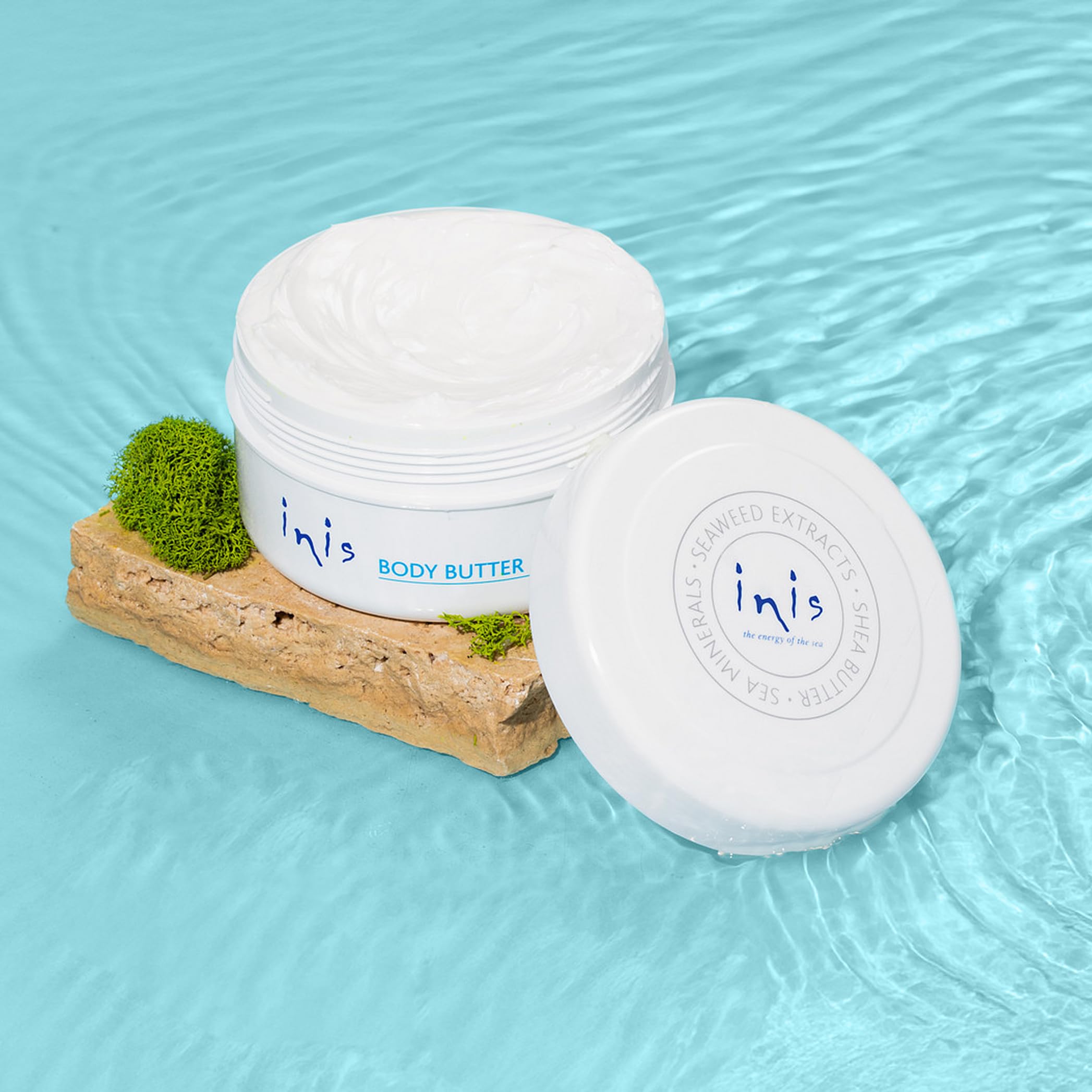 Spreading Inis body butter provides lasting softness and a smooth feel.