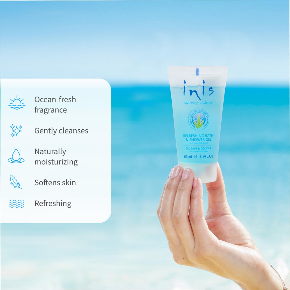 Inis Energy of the Sea travel-size bottle ideal for gym use.